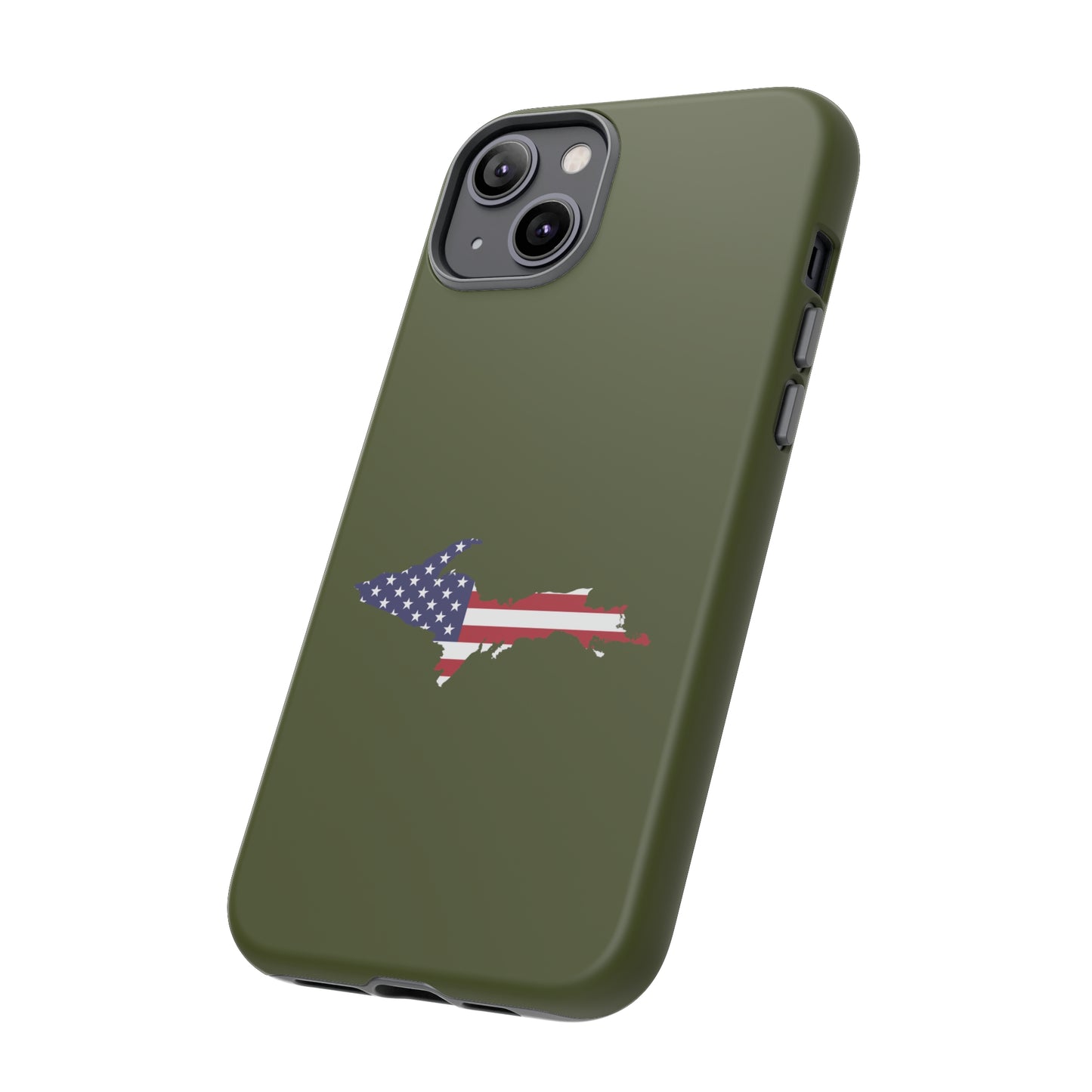 Michigan Upper Peninsula Tough Phone Case (Army Green w/ UP USA Outline) | Apple iPhone