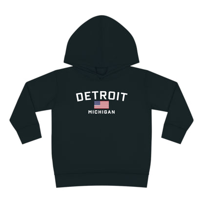 'Detroit Michigan' Hoodie (w/USA Flag Outline) | Unisex Toddler