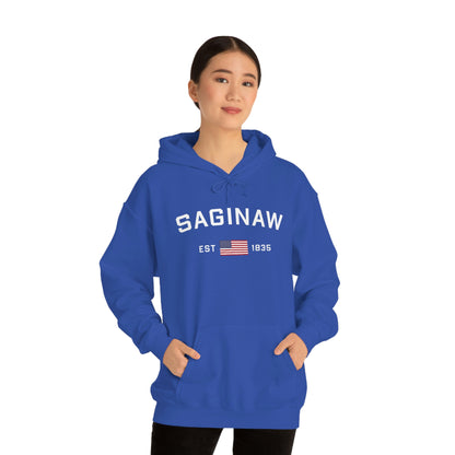 'Saginaw EST 1835' Hoodie (w/USA Flag Outline) | Unisex Standard