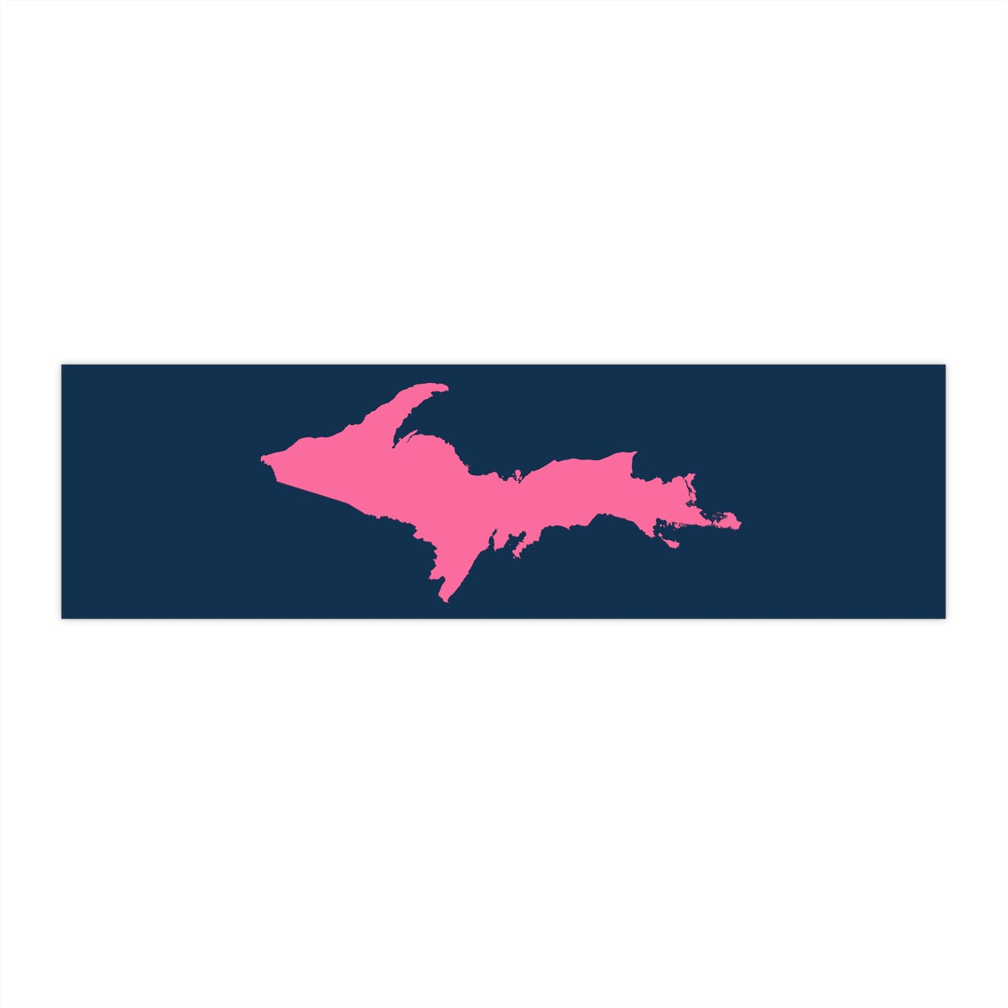 Michigan Upper Peninsula Bumper Sticker (w/ Pink UP Outline) | Navy Background