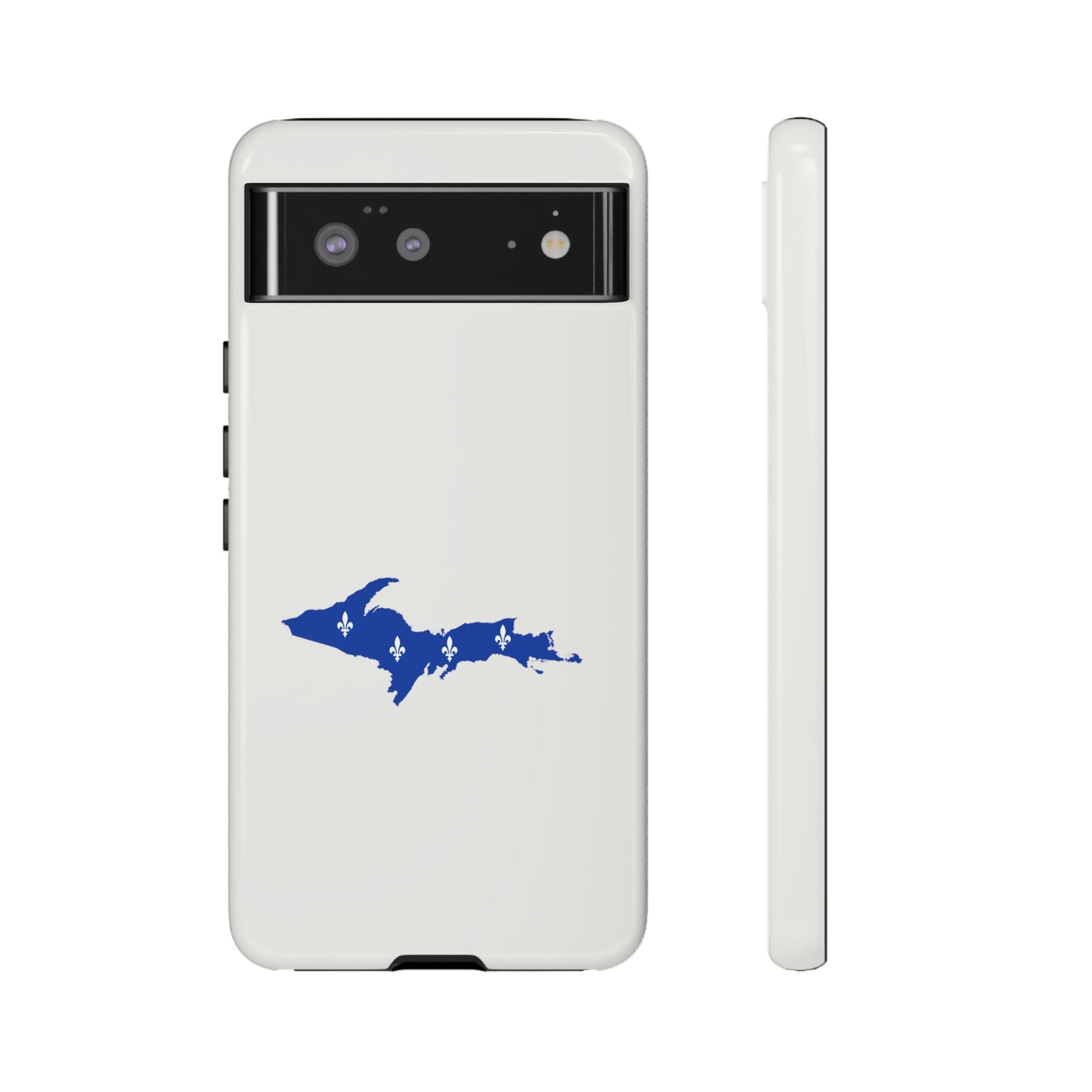 Michigan Upper Peninsula Tough Phone Case (Birch Bark White w/ UP Quebec Flag Outline) | Samsung & Pixel Android