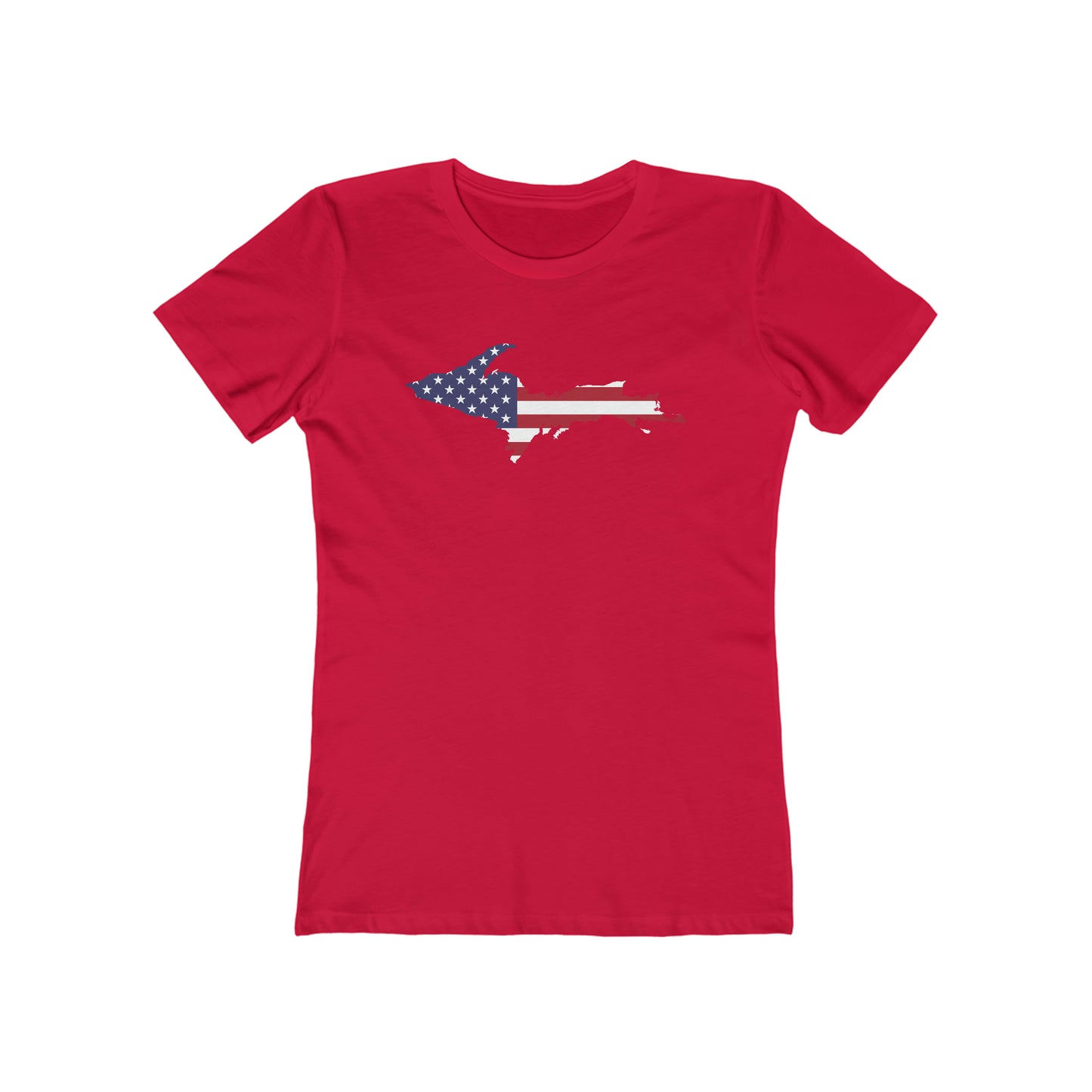 Michigan Upper Peninsula T-Shirt (w/UP MI USA Flag Outline) | Women's Boyfriend Cut