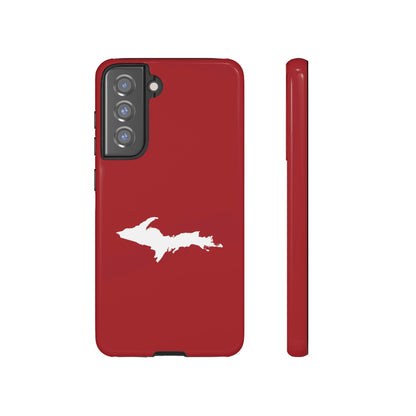 Michigan Upper Peninsula Tough Phone Case (Thimbleberry Red w/ UP Outline) | Samsung & Pixel Android