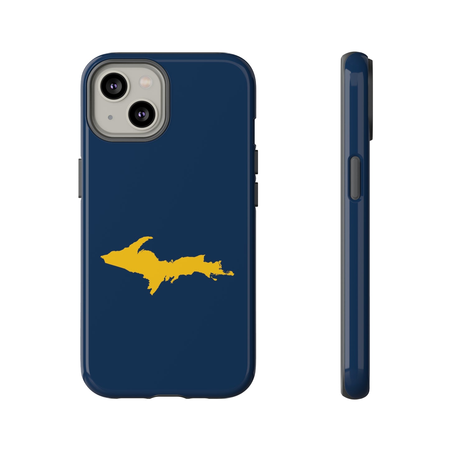 Michigan Upper Peninsula Tough Phone Case (Navy w/ Gold UP Outline) | Apple iPhone