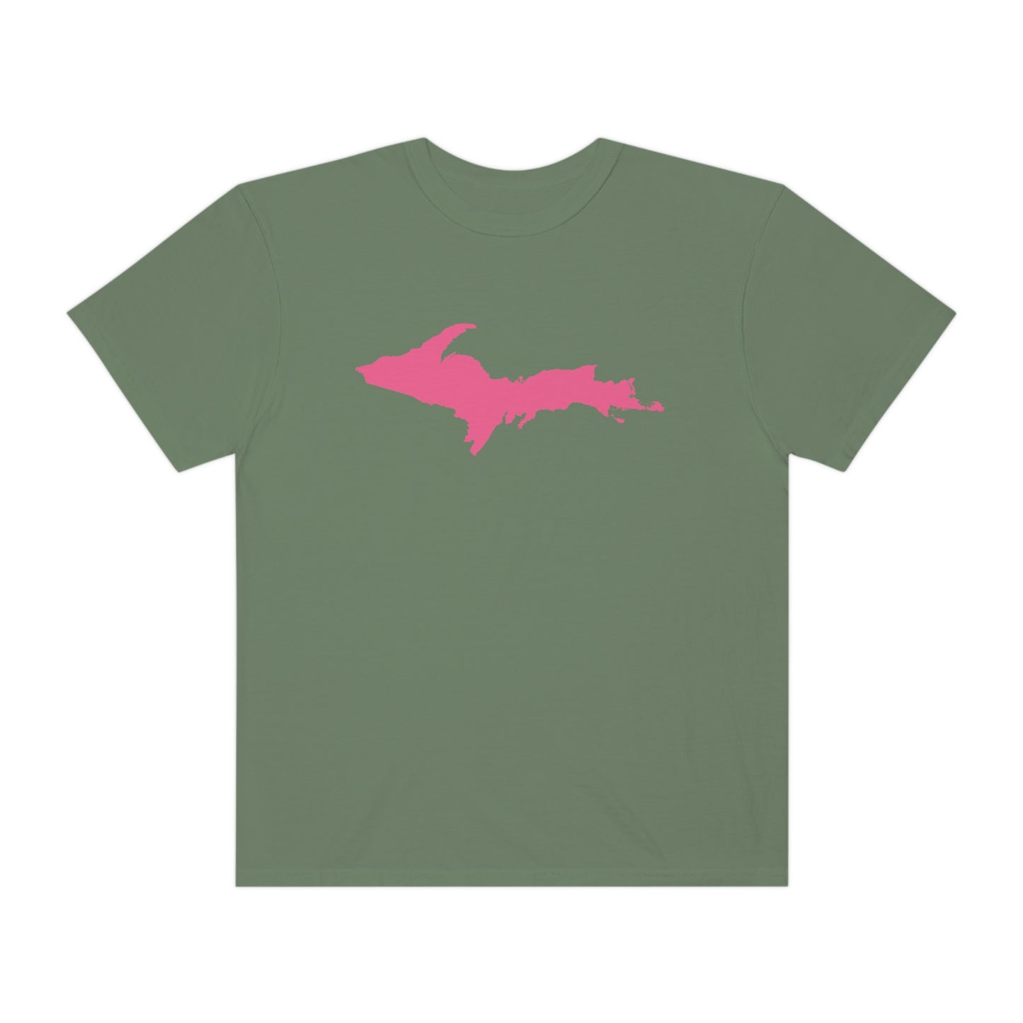 Michigan Upper Peninsula T-Shirt (w/ Pink UP Outline) | Unisex Garment-Dyed