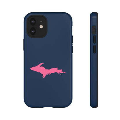 Michigan Upper Peninsula Tough Phone Case (Navy w/ Pink UP Outline) | Apple iPhone