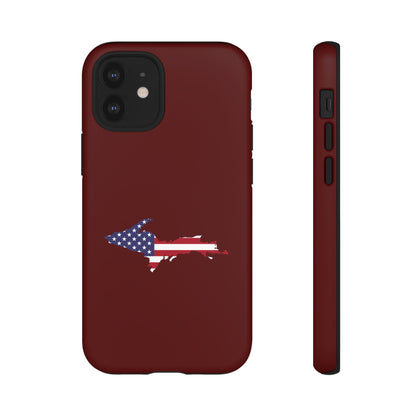 Michigan Upper Peninsula Tough Phone Case (Cherrywood Color w/ UP USA Outline) | Apple iPhone