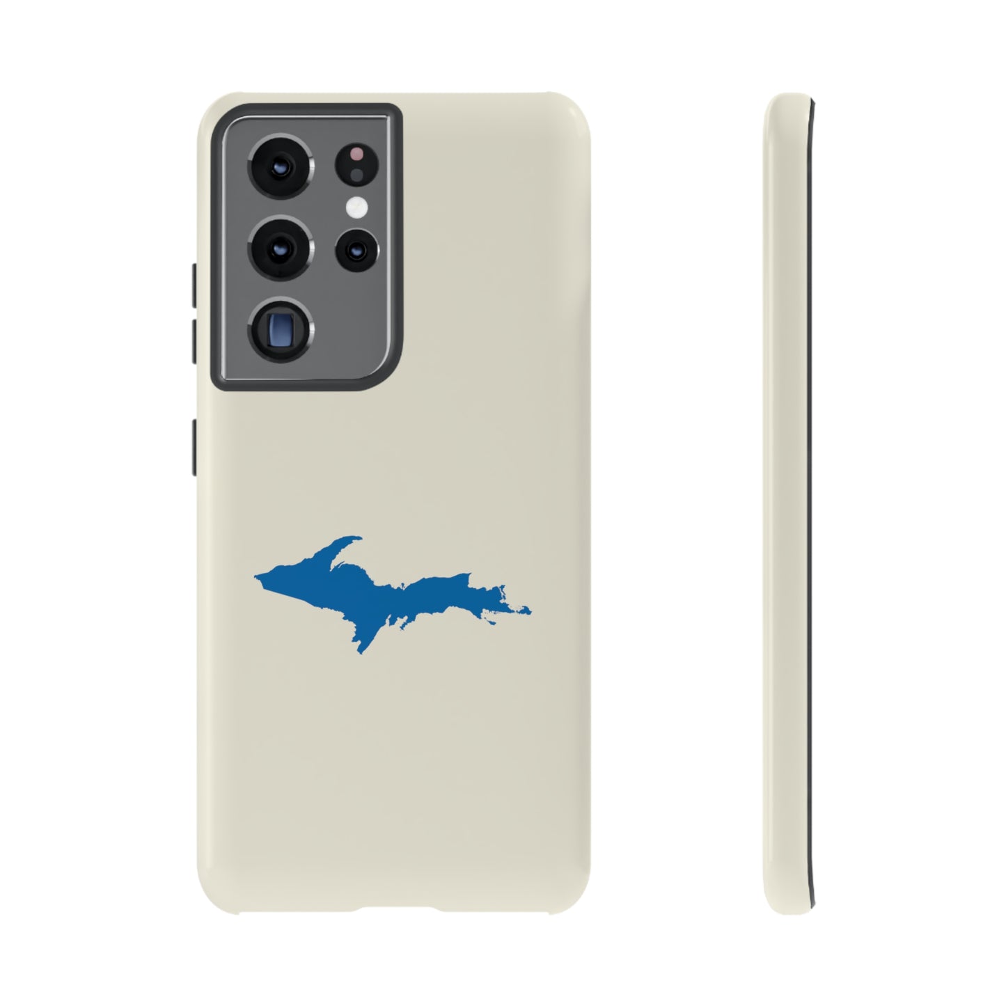 Michigan Upper Peninsula Tough Phone Case (Ivory Color w/ Azure UP Outline) | Samsung & Pixel Android