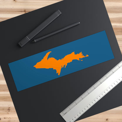 Michigan Upper Peninsula Bumper Sticker (w/ Orange UP Outline) | Blueberry Background