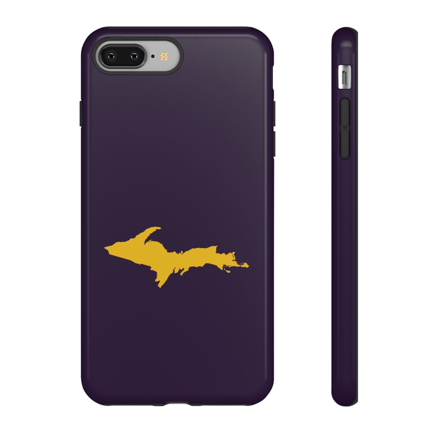 Michigan Upper Peninsula Tough Phone Case (Blackcurrant w/ Gold UP Outline) | Apple iPhone