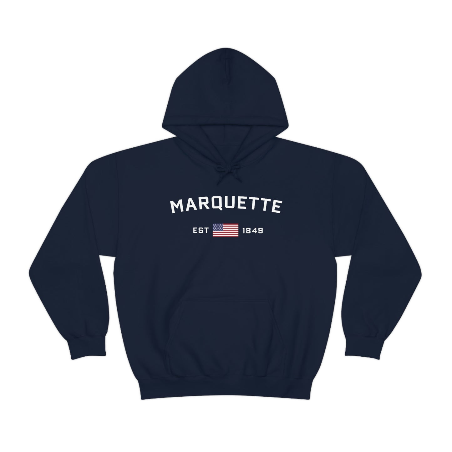 'Marquette EST 1849' Hoodie (w/USA Flag Outline) | Unisex Standard