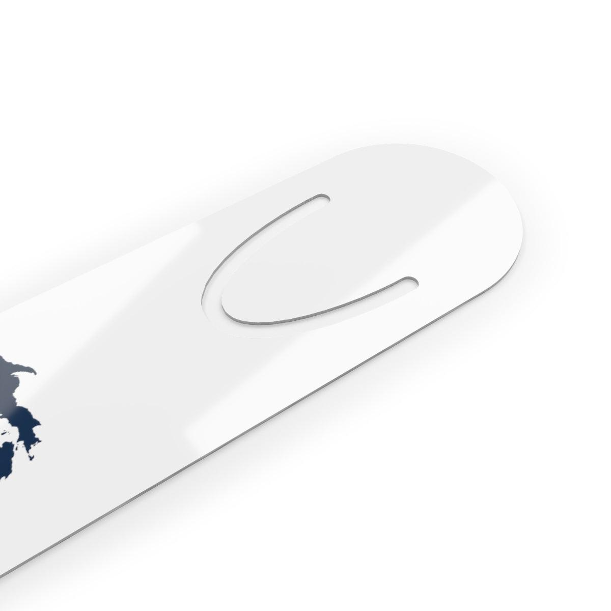 Michigan Outline Metal Bookmark | White/Navy Color - Circumspice Michigan