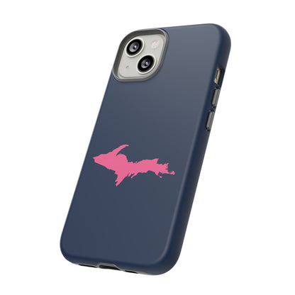 Michigan Upper Peninsula Tough Phone Case (Navy w/ Pink UP Outline) | Apple iPhone