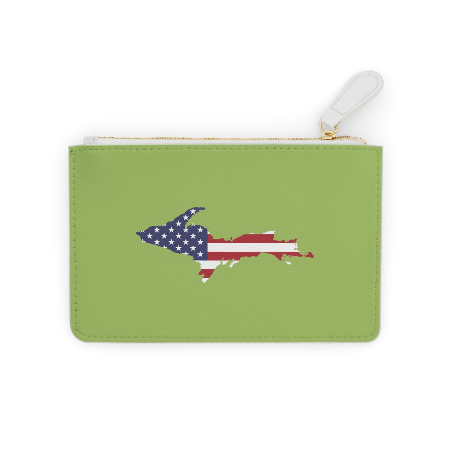 Michigan Upper Peninsula Mini Clutch Bag (Gooseberry Green w/ UP USA Flag Outline)