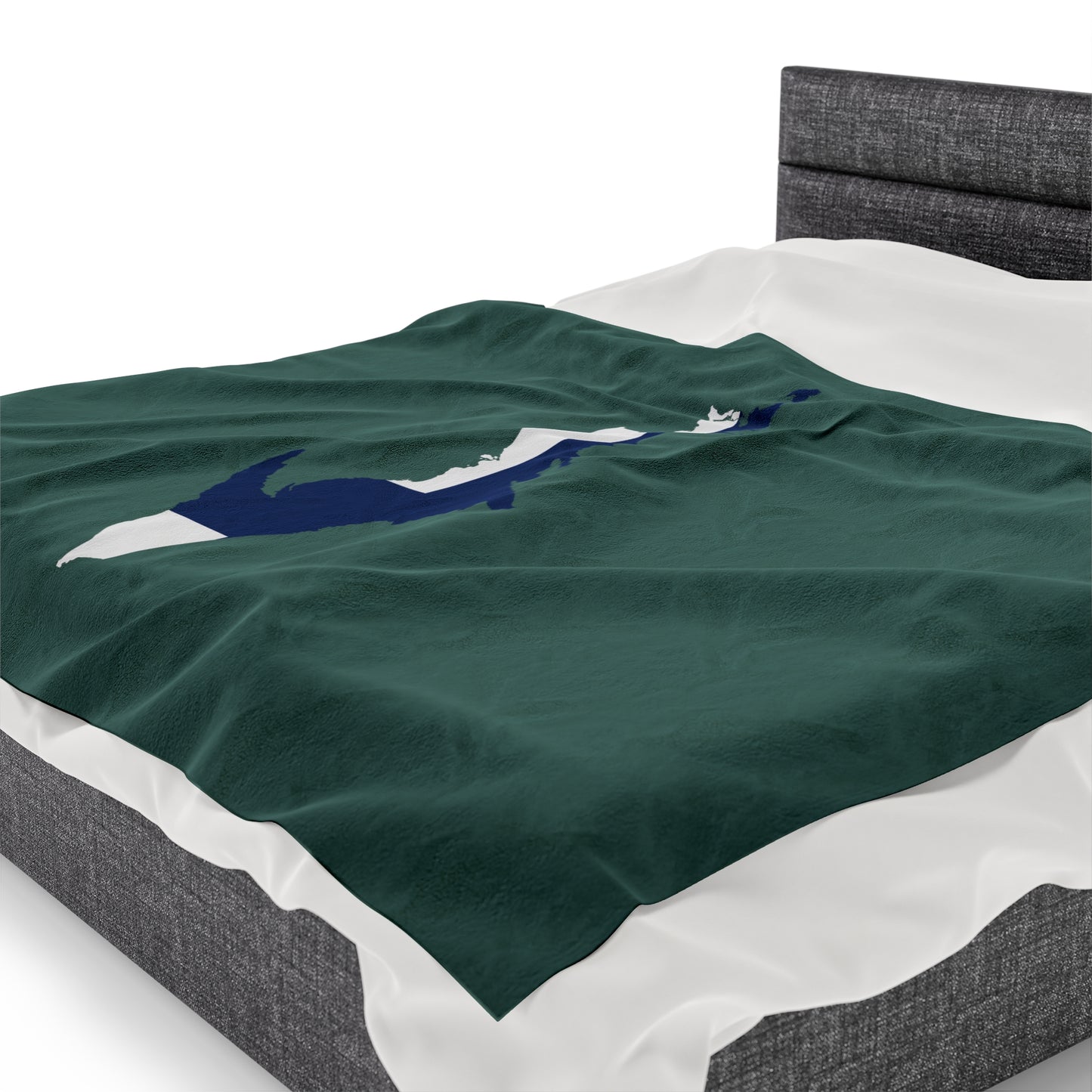 Michigan Upper Peninsula Plush Blanket (w/ UP Finland Flag Outline) | Copper Green