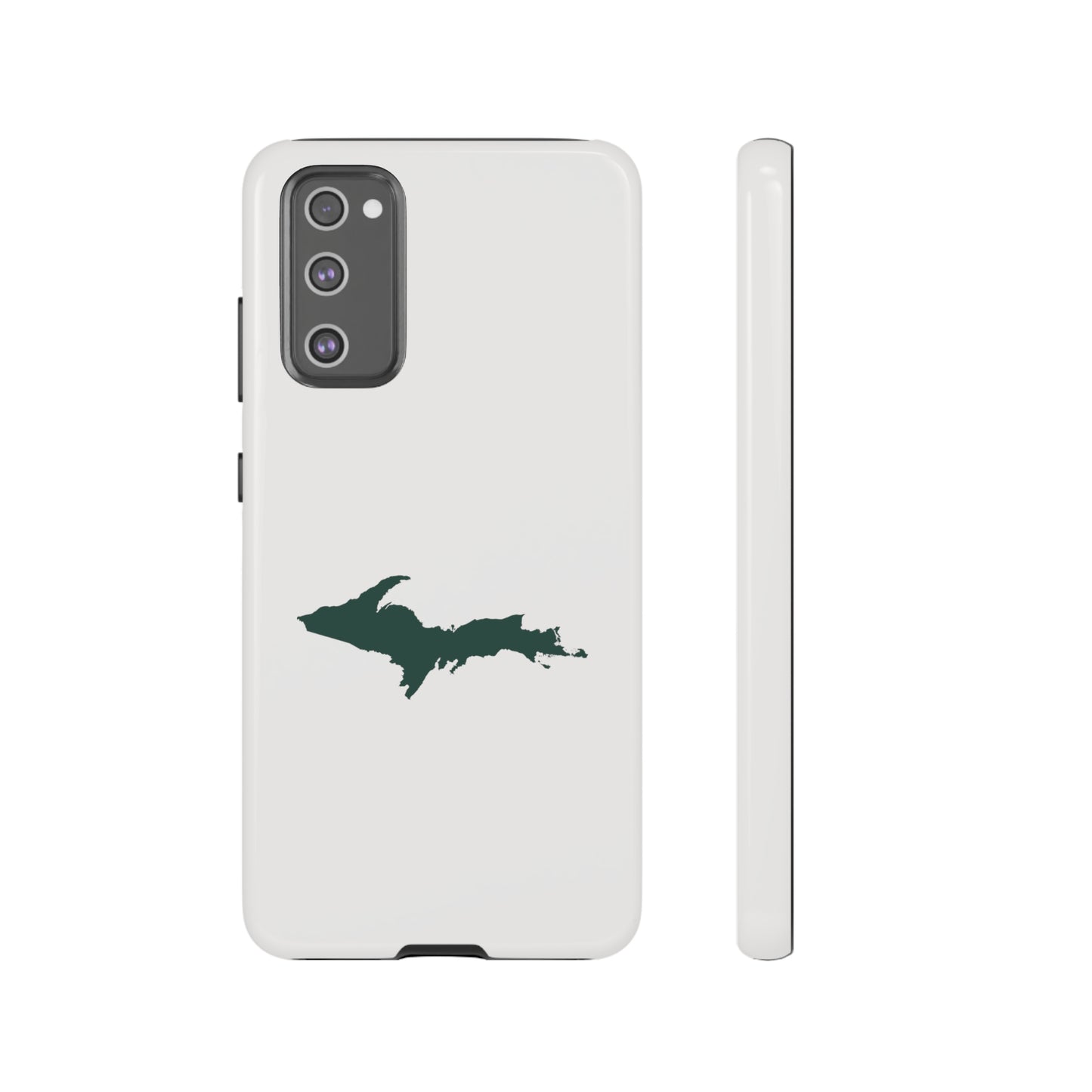 Michigan Upper Peninsula Tough Phone Case (Birch Bark White w/ Green UP Outline) | Samsung & Pixel Android