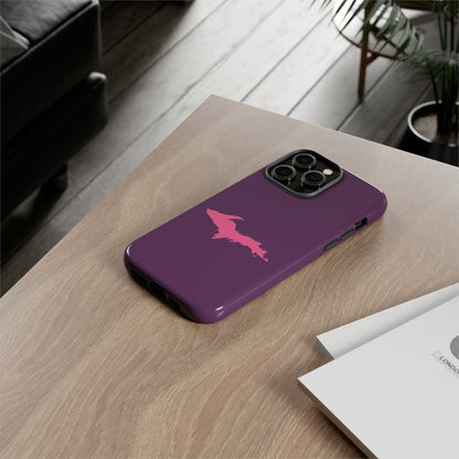 Michigan Upper Peninsula Tough Phone Case (Plum w/ Pink UP Outline) | Apple iPhone