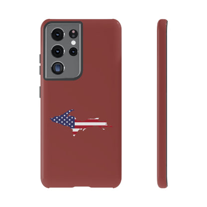 Michigan Upper Peninsula Tough Phone Case (Ore Dock Red w/ UP USA Flag Outline) | Samsung & Pixel Android