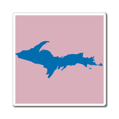 Michigan Upper Peninsula Square Magnet (Pink w/ Azure UP Outline)