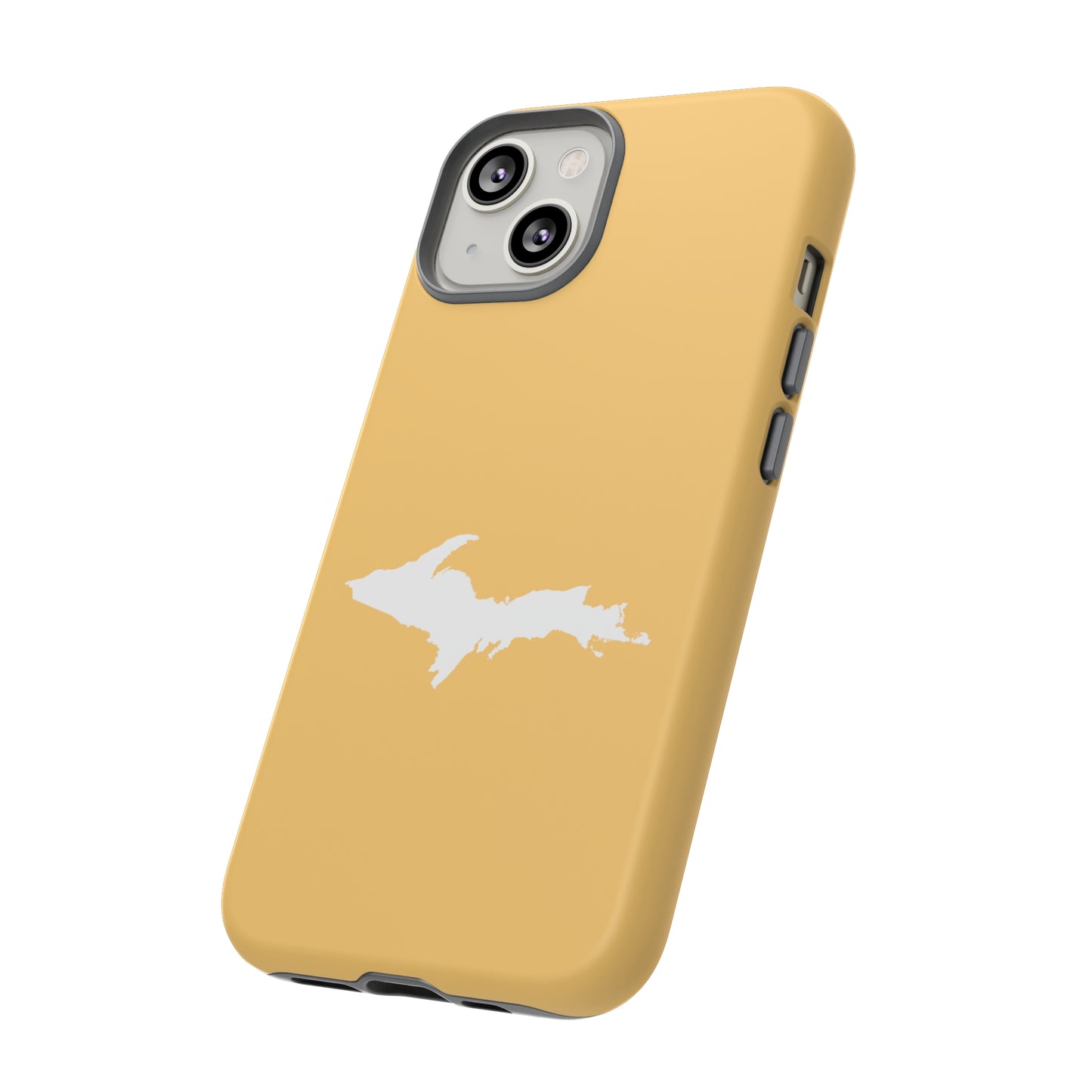 Michigan Upper Peninsula Tough Phone Case (Citrine Color w/ UP Outline) | Apple iPhone