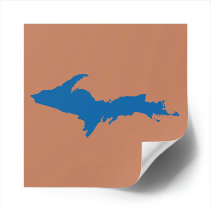 Michigan Upper Peninsula Square Sticker (Copper Color w/ Azure UP Outline) | Indoor/Outdoor