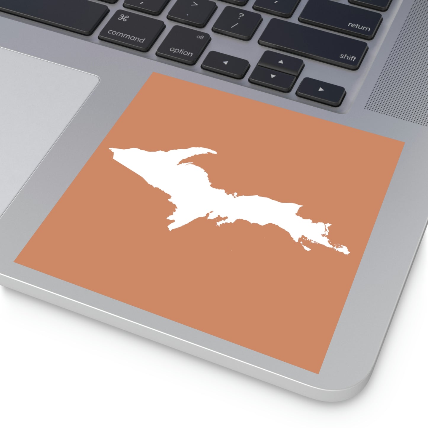 Michigan Upper Peninsula Square Sticker (Copper Color w/ UP Outline) | Indoor/Outdoor