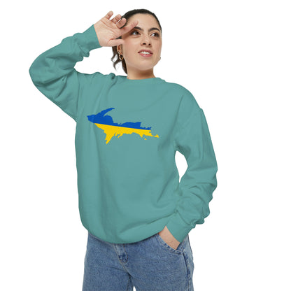 Michigan Upper Peninsula Sweatshirt (w/ UP Ukraine Outline) | Unisex Garment Dyed