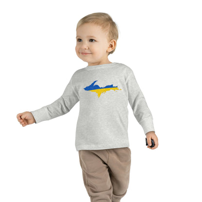 Michigan Upper Peninsula T-Shirt (w/ UP Ukraine Flag Outline) | Toddler Long Sleeve