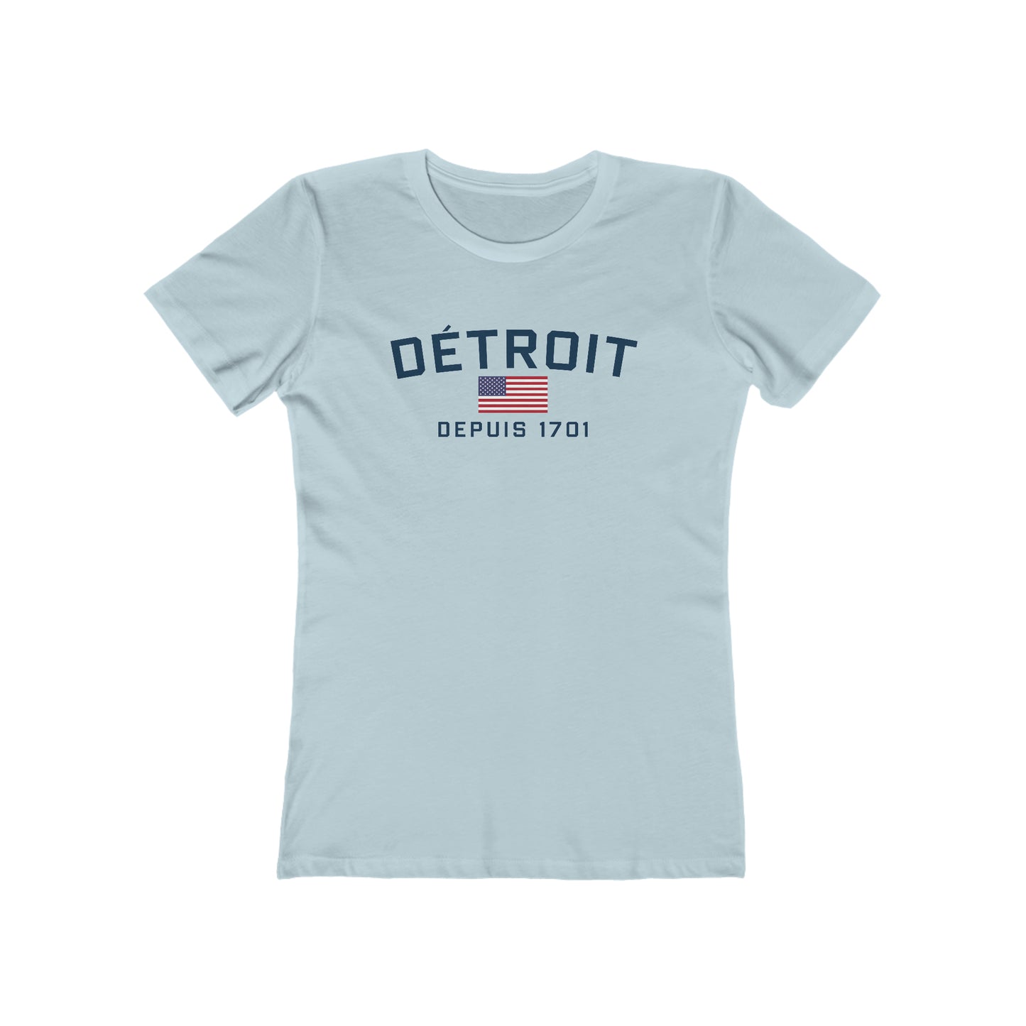 'Détroit Depuis 1701' T-Shirt (w/USA Flag Outline) | Women's Boyfriend Cut