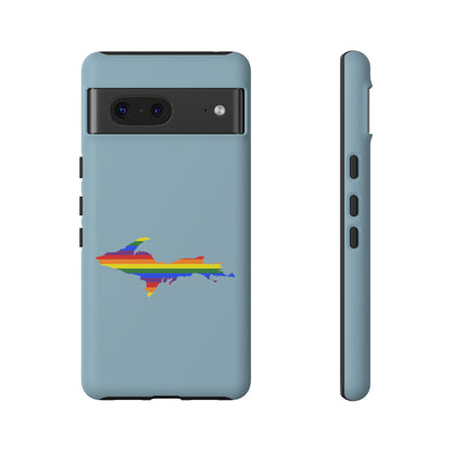 Michigan Upper Peninsula Tough Phone Case (Opal Blue w/ UP Pride Flag Outline) | Samsung & Pixel Android