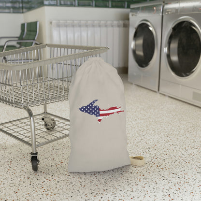 Michigan Upper Peninsula Laundry Bag (Canvas Color w/ UP USA Flag Outline)