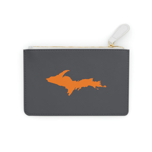 Michigan Upper Peninsula Mini Clutch Bag (Iron Ore Grey w/ Orange UP Outline)