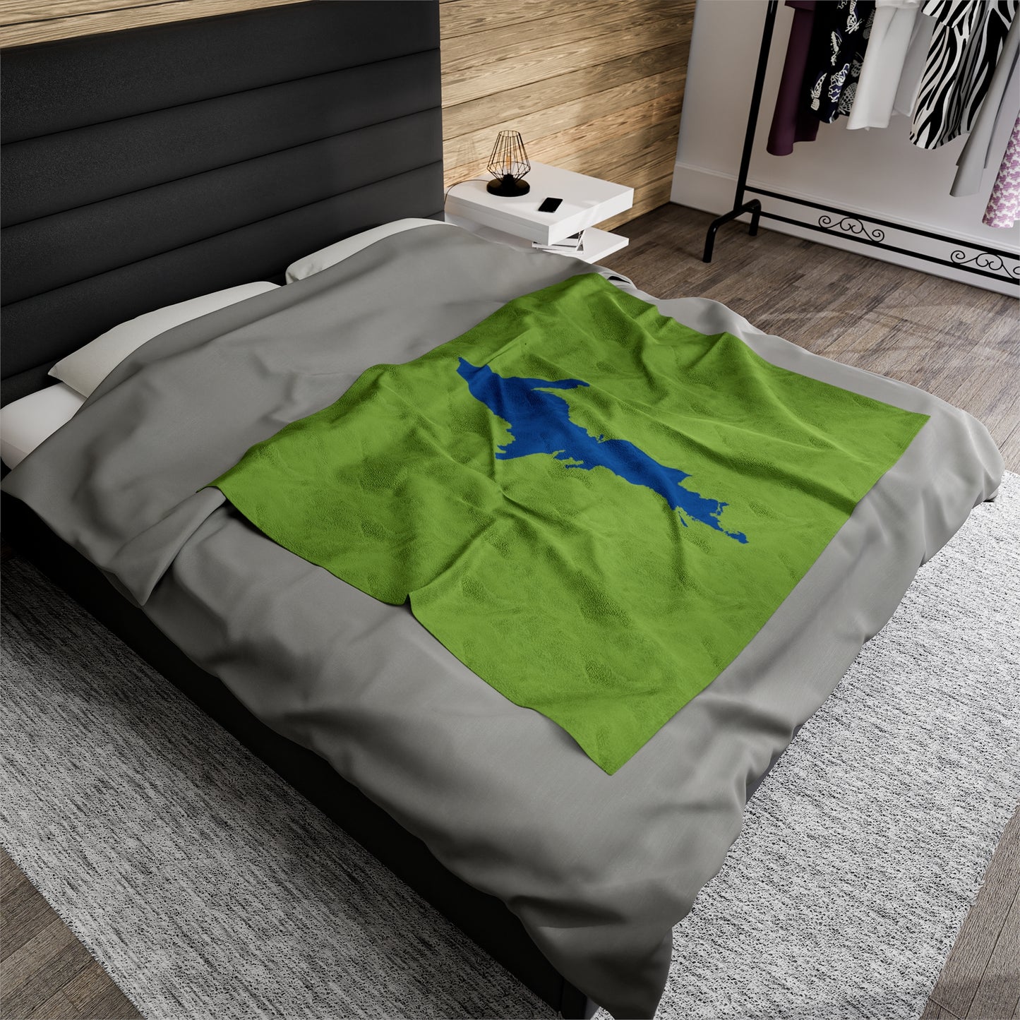 Michigan Upper Peninsula Plush Blanket (w/ Azure UP Outline) | Gooseberry Green