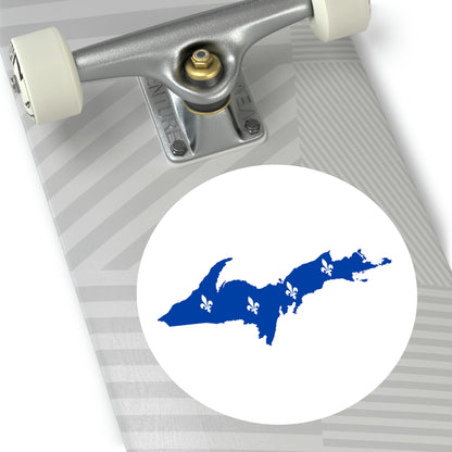 Michigan Upper Peninsula Round Stickers (w/ UP Quebec Flag Outline) | Indoor\Outdoor