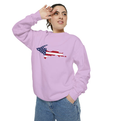 Michigan Upper Peninsula Sweatshirt (w/ UP USA Flag Outline) | Unisex Garment Dyed