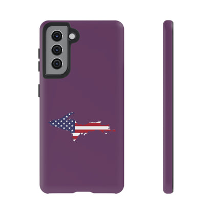 Michigan Upper Peninsula Tough Phone Case (Plum w/ UP USA Flag Outline) | Samsung & Pixel Android