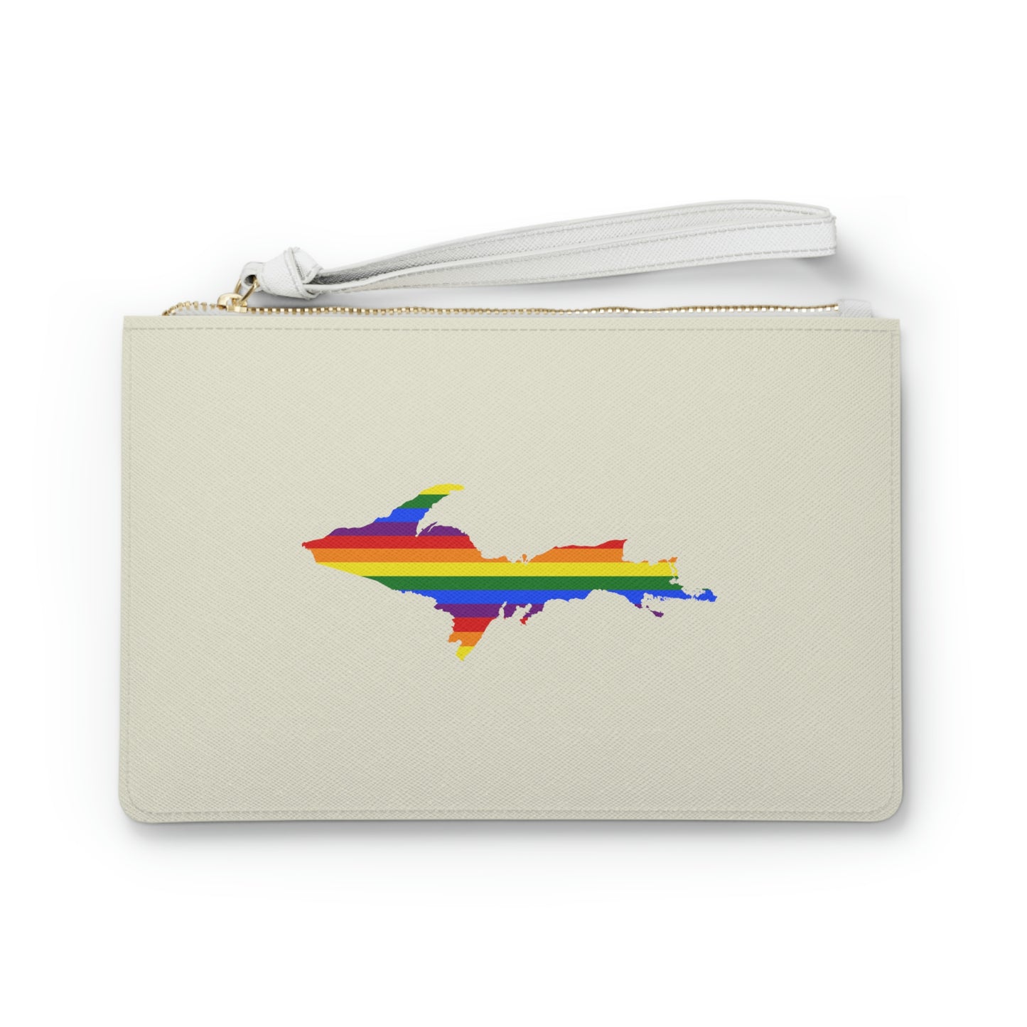 Michigan Upper Peninsula Clutch Bag (Ivory White w/ UP Pride Flag Outline)