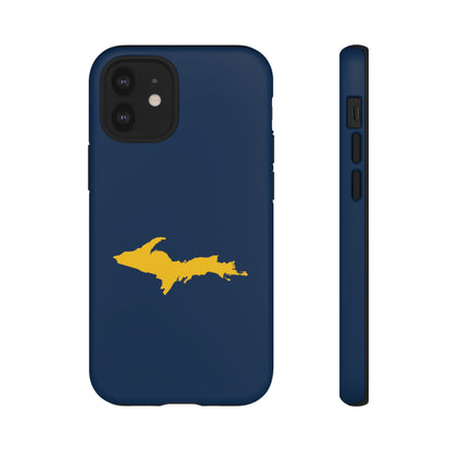 Michigan Upper Peninsula Tough Phone Case (Navy w/ Gold UP Outline) | Apple iPhone