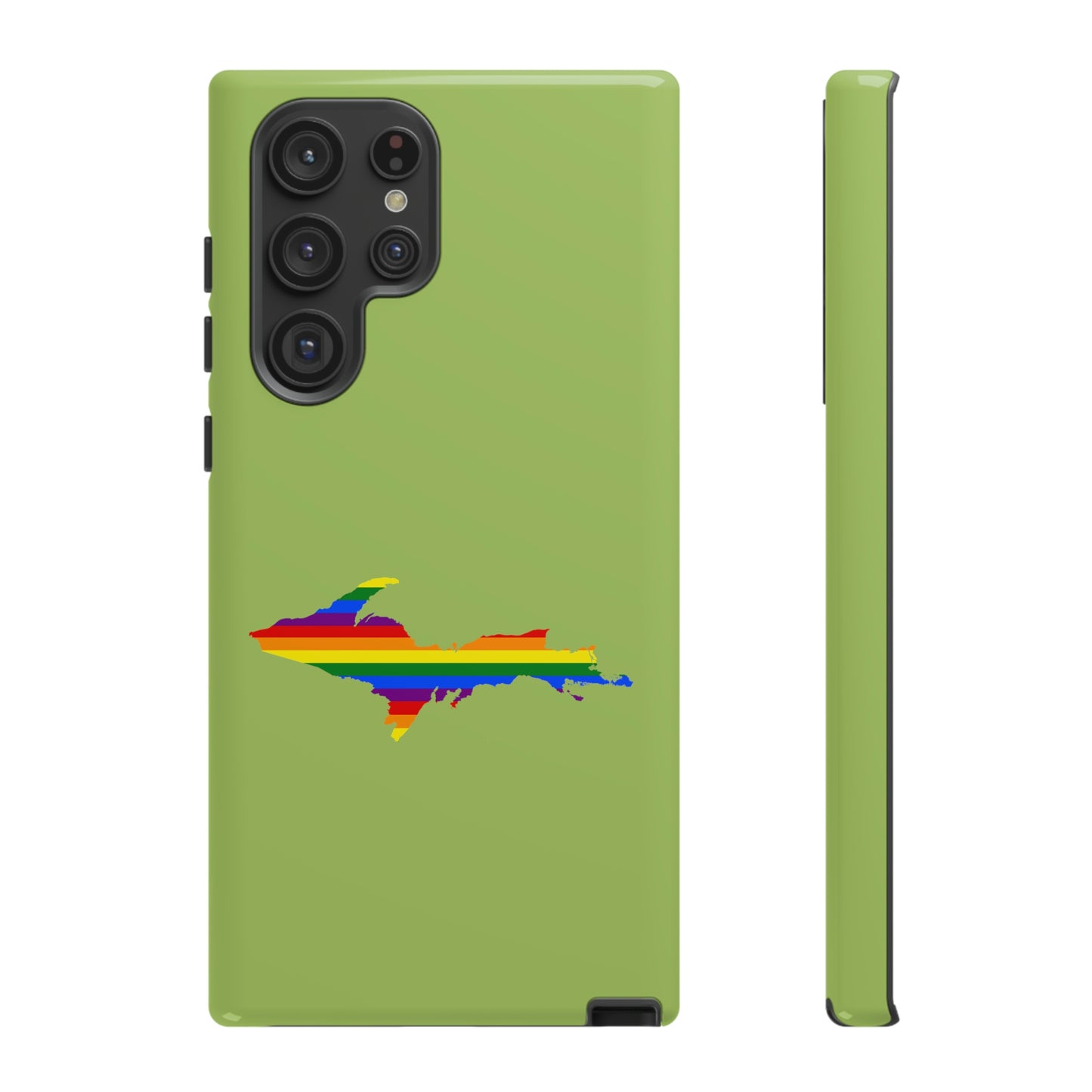 Michigan Upper Peninsula Tough Phone Case (Gooseberry Green w/ UP Pride Flag Outline) | Samsung & Pixel Android