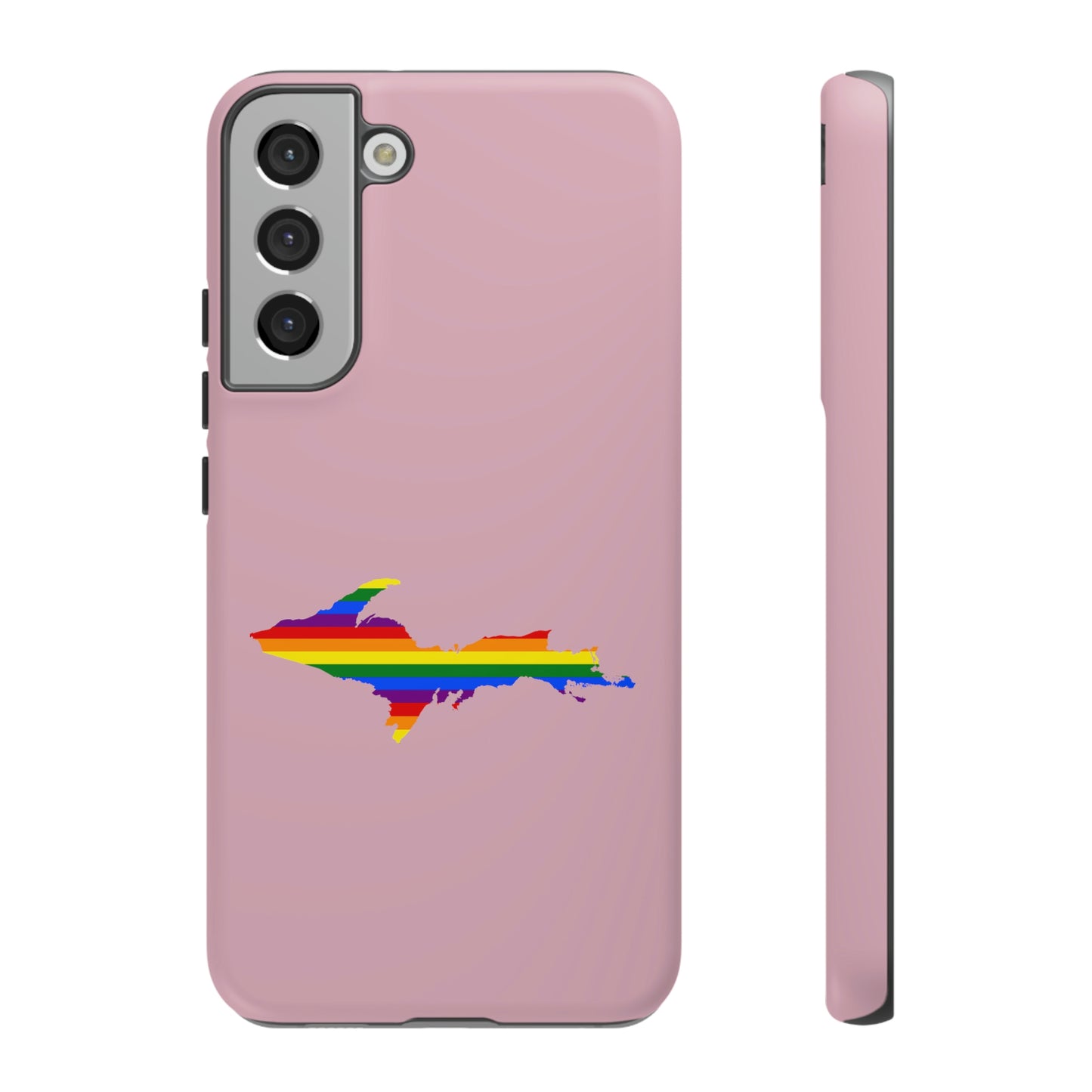 Michigan Upper Peninsula Tough Phone Case (Pink w/ UP Pride Flag Outline) | Samsung & Pixel Android