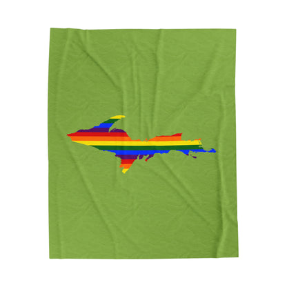 Michigan Upper Peninsula Plush Blanket (w/ UP Pride Flag Outline) | Gooseberry Green