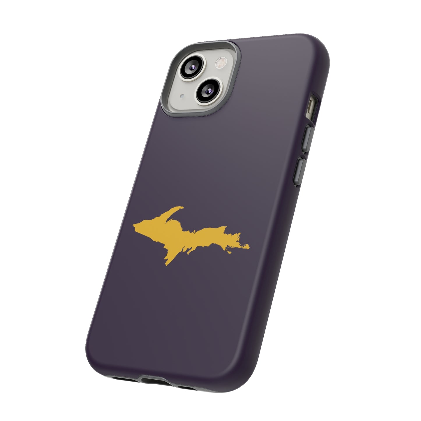 Michigan Upper Peninsula Tough Phone Case (Blackcurrant w/ Gold UP Outline) | Apple iPhone