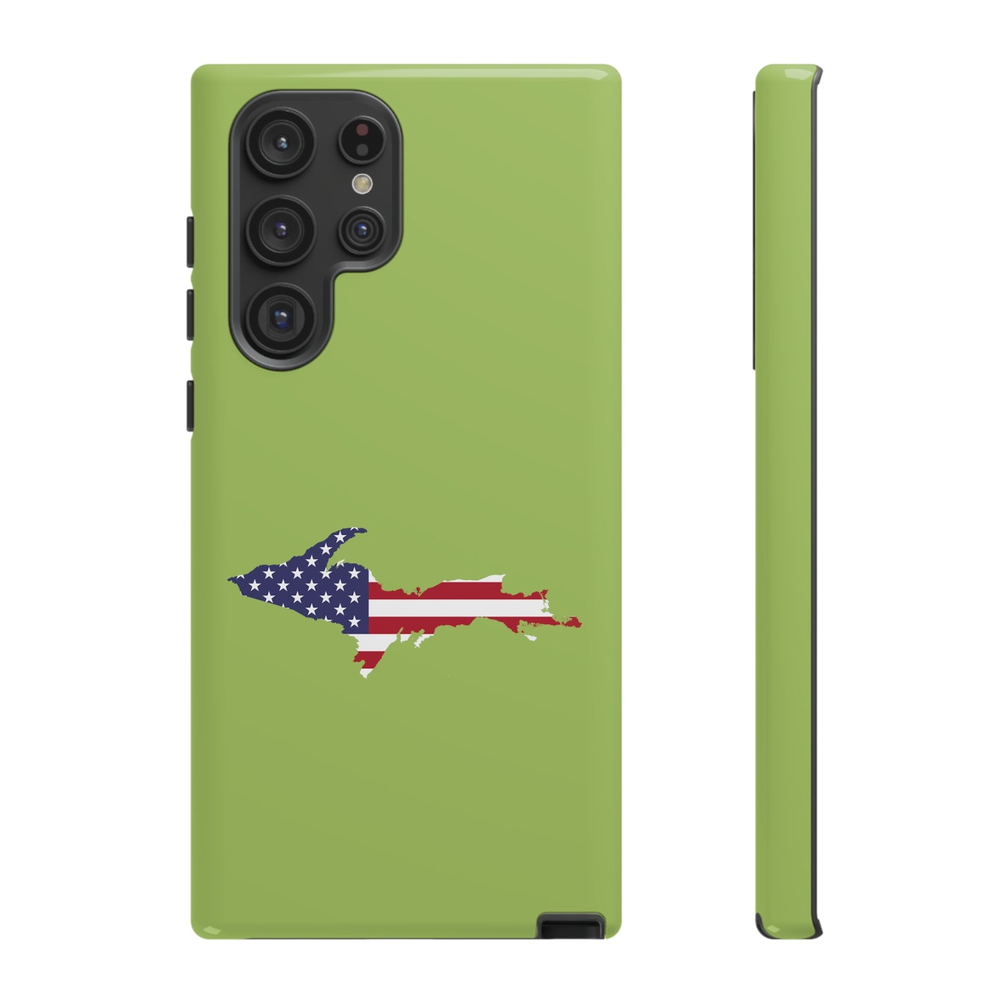 Michigan Upper Peninsula Tough Phone Case (Gooseberry Green w/ UP USA Flag Outline) | Samsung & Pixel Android