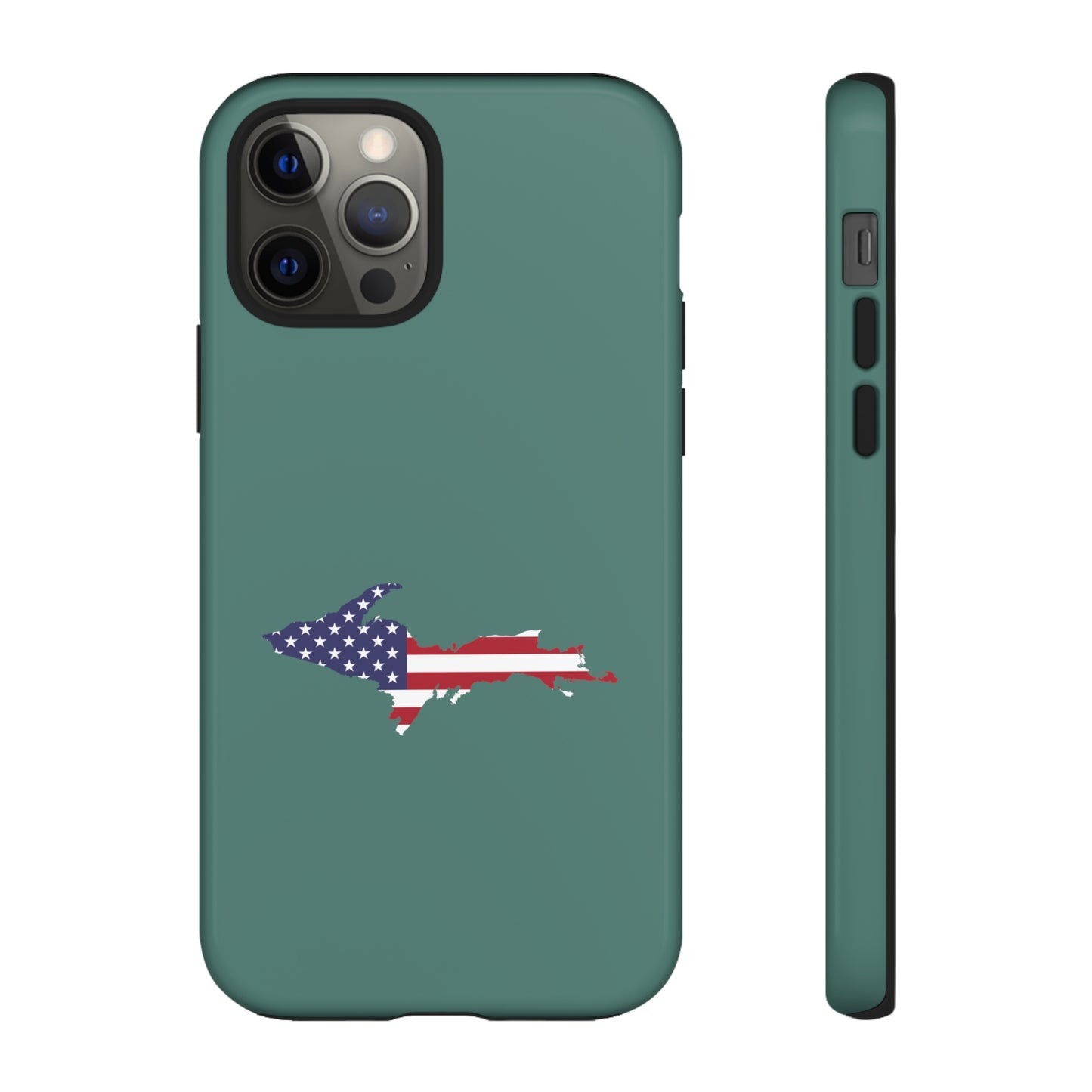 Michigan Upper Peninsula Tough Phone Case (Copper Green w/ UP USA Outline) | Apple iPhone