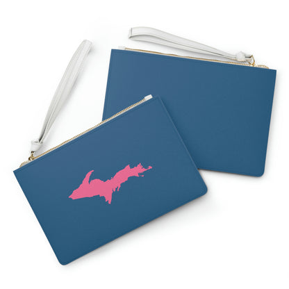 Michigan Upper Peninsula Clutch Bag (Blueberry w/ Pink UP Outline)