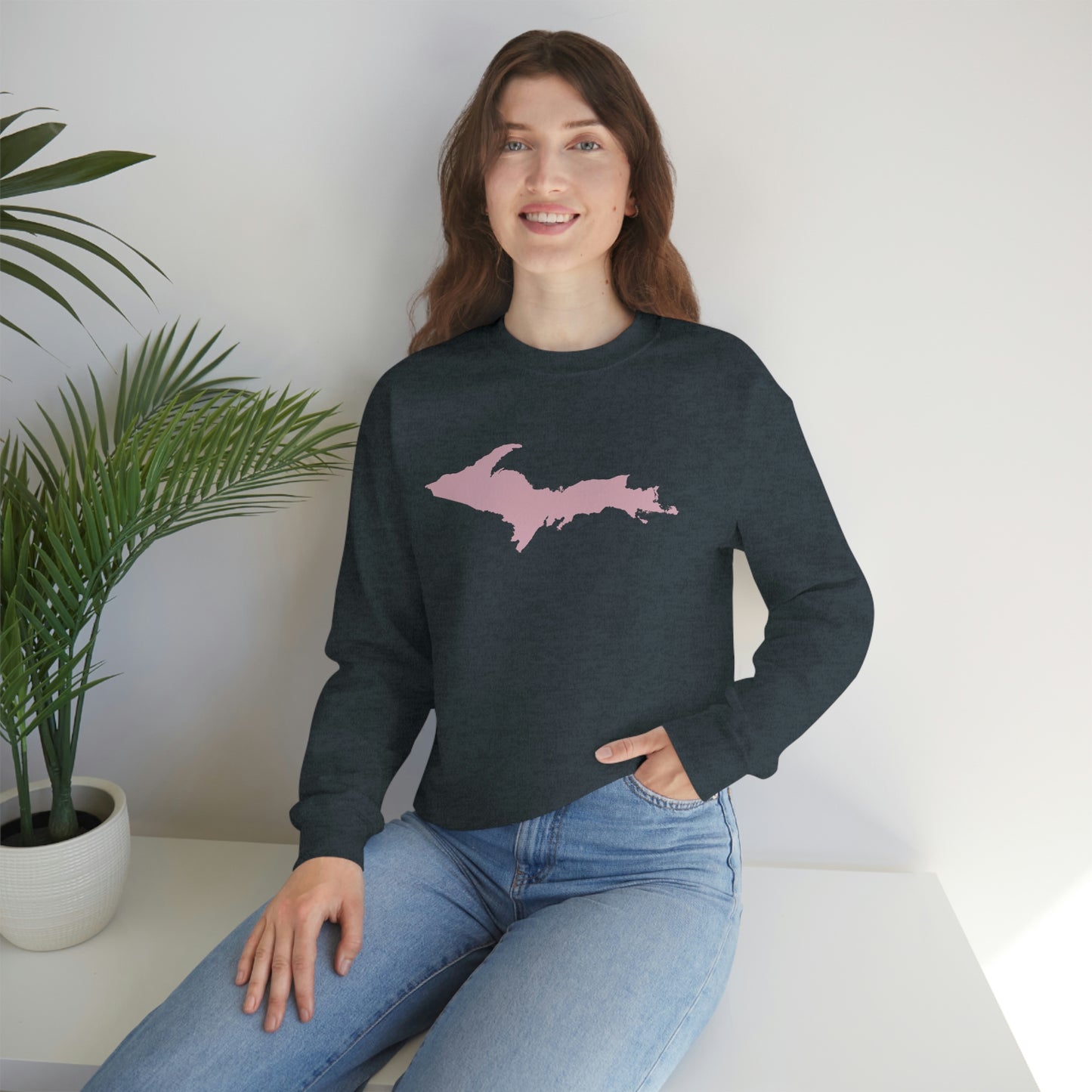 Michigan Upper Peninsula Sweatshirt (w/ Pink UP Outline) | Unisex Standard