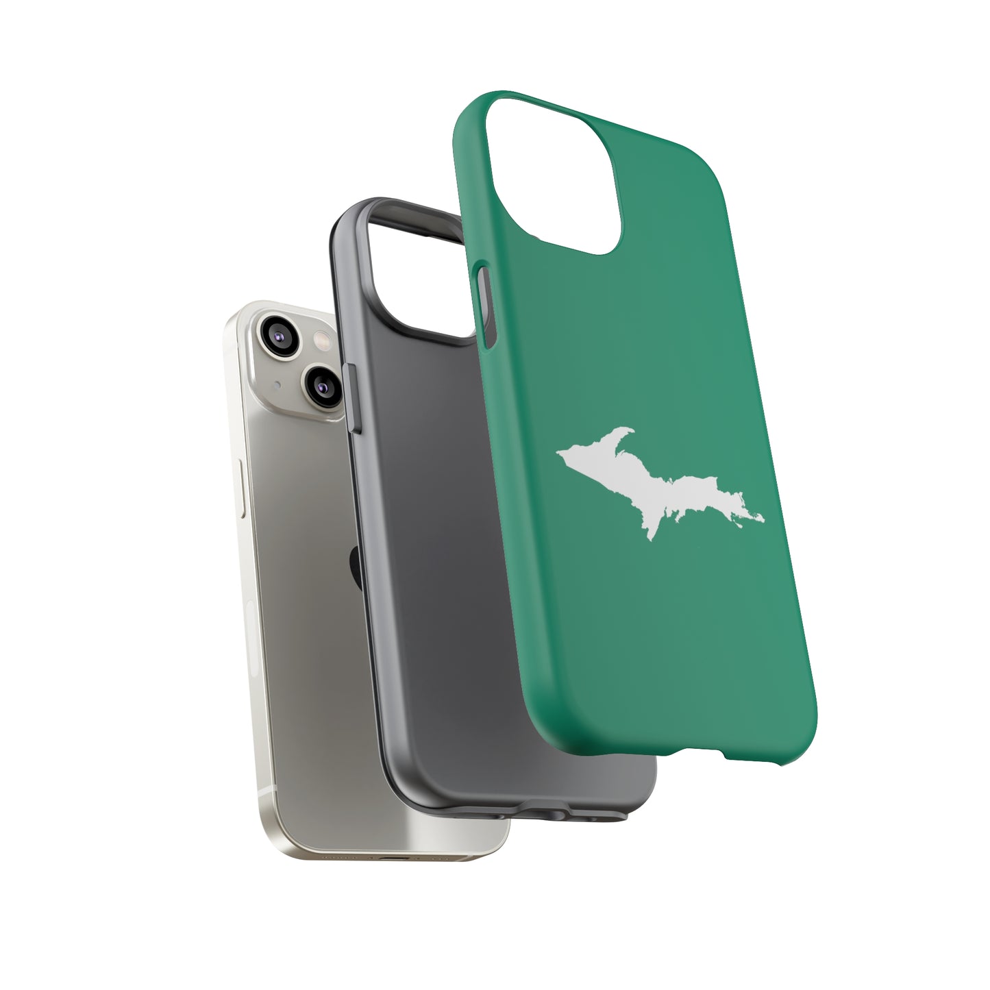 Michigan Upper Peninsula Tough Phone Case (Emerald Green w/ UP Outline) | Apple iPhone