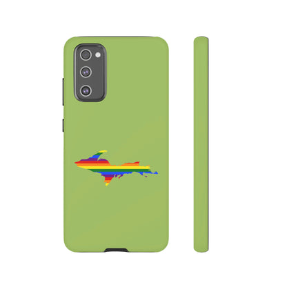 Michigan Upper Peninsula Tough Phone Case (Gooseberry Green w/ UP Pride Flag Outline) | Samsung & Pixel Android