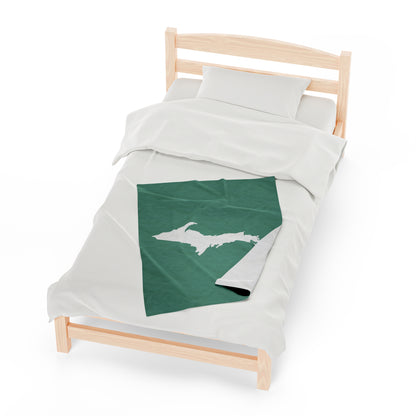 Michigan Upper Peninsula Plush Blanket (w/ UP Outline) | '64 Metallic Mint Green