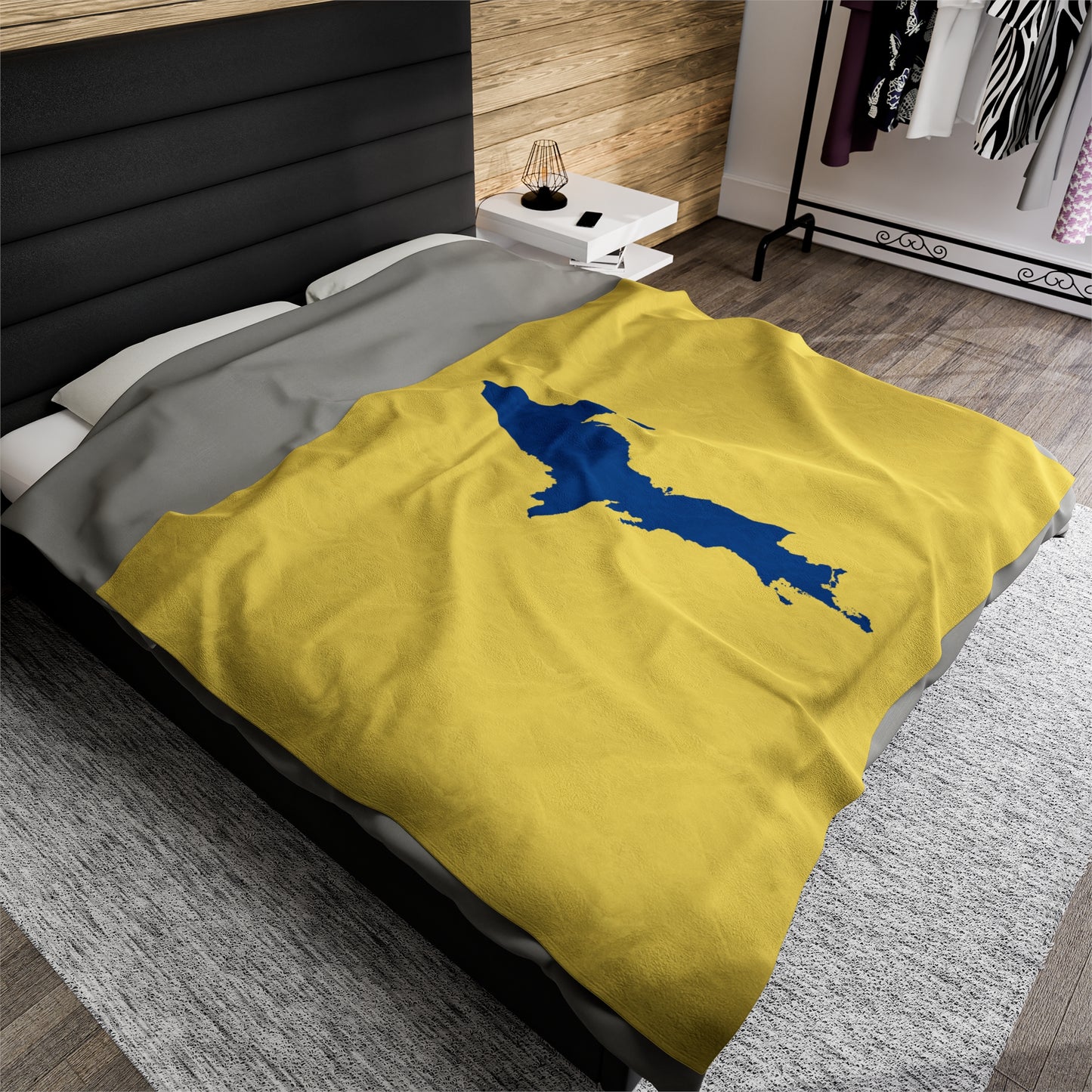 Michigan Upper Peninsula Plush Blanket (w/ Azure UP Outline) | Cherry Yellow